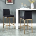 thumbnail image 3 of Contemporary Velvet and Metal 26" Counter Stool Set of 2 Black and Aged Gold Leg, 3 of 6