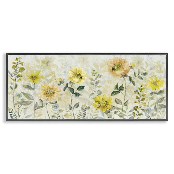 Stupell Industries Contemporary Yellow Buttercup Garden Black Framed Giclee Art, 24 x 10, by Sally Swatland
