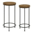 thumbnail image 3 of Kate and Laurel Espada Rustic Round End Table, Set Of 2, Rustic Wood And Black Metal Frame, Farmhouse-Inspired Home Accent, 3 of 6