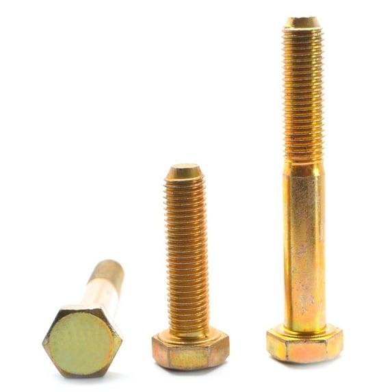 5/8"-18 x 2 1/4" (PT) Fine Thread Grade 8 Hex Cap Screw (Bolt) Alloy Steel Yellow Zinc Plated Pk 25