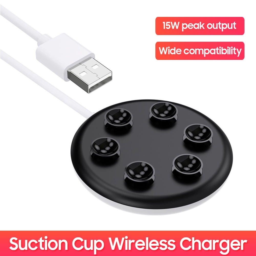 yeacher Suction Cup Wireless Charger 15W Peak Output Quick Wireless Charging Stable Absorption Cup Portable Fast Charging Pad Compatible With Android iOS