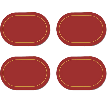 

Washable Table Mat with Coasters Faux Leather Oval Two-Color Double-Sided Waterproof Non-Slip Heat Resistant Red - Red