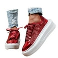 thumbnail image 3 of HXWCHs Women's Fashion Sneakers with Round toe Platform Heel and Shiny Finish for Everyday Casual Wear 8.5 Red, 3 of 7