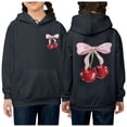 thumbnail image 2 of Bibifish Kids Hoodies Cherry & Bowknot Print Hooded Sweatshirts Soft Drawstring Hood Comfort Fit Casual Fall Winter Daily Wear Cute Hoodies, 2 of 5