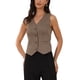 thumbnail image 1 of Chaleco de mujer sin mangas con cuello en V, botones y rayas, atuendos casuales, color café, 1 of 6