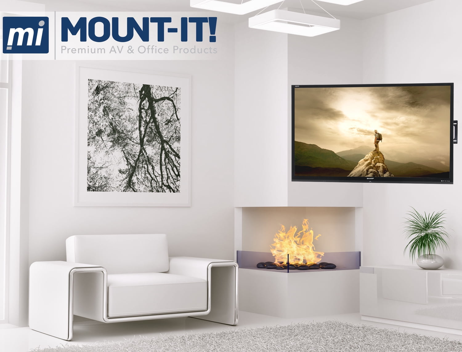 Mount-It! Full Motion Corner or Flat Wall TV Mount, Fits 37" -63" TV's, Capacity 132 lbs.