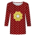 thumbnail image 4 of Camisetas Casuales de las Mujeres de Moda Impresa 3/4 Mangas Blusa Cuello Redondo para el Hogar Y Diario, 4 of 6