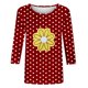 thumbnail image 4 of Camisetas Casuales de las Mujeres de Moda Impresa 3/4 Mangas Blusa Cuello Redondo para el Hogar Y Diario, 4 of 4