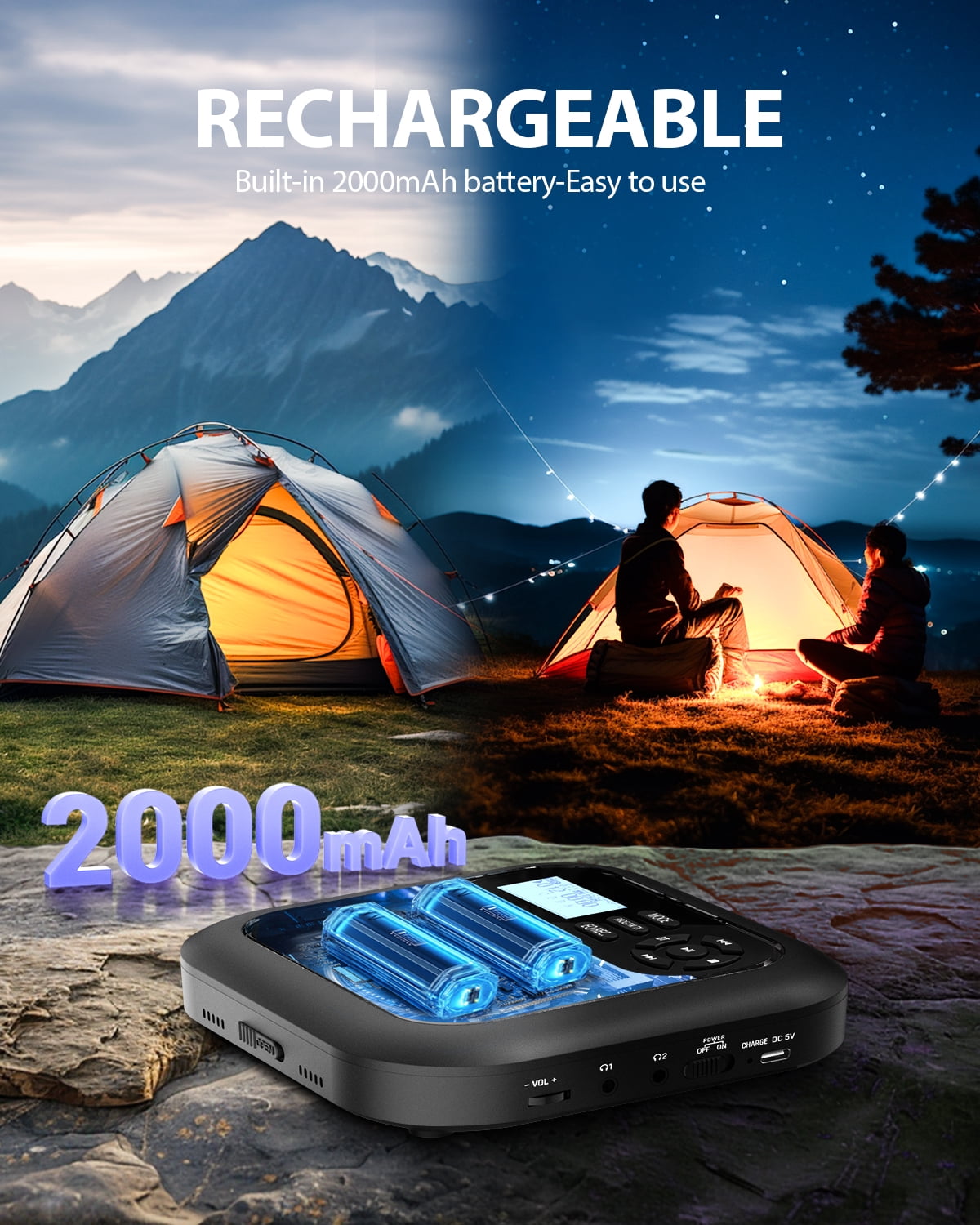 ARAFUNA Portable CD Player Bluetooth with Speakers and Rechargeable, Bluetooth CD Player Portable with Headphones Support FM & AUX Connection