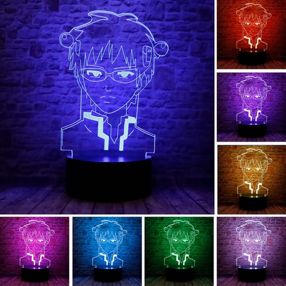 Lámpara chenshiyan Saiki K 3D LED Ilusión Óptica 7 Colores 5V