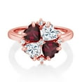 thumbnail image 2 of Gem Stone King 18K Rose Gold Plated Silver Red Rhodolite Garnet and White Moissanite Ring for Women (2.02 Cttw, Heart Shape 5MM, Gemstone January Birthstone, Size 7), 2 of 3