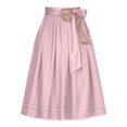 thumbnail image 2 of Kids Solid Bow Tie Waist Midi Skirt, High Waist Pleated Flowy A-Line Long Skirt with Contrast Ribbon Bow for Girls 3-12 Years Daily Party Vintage Casual Bottoms(Pink,3-12 Years), 2 of 4