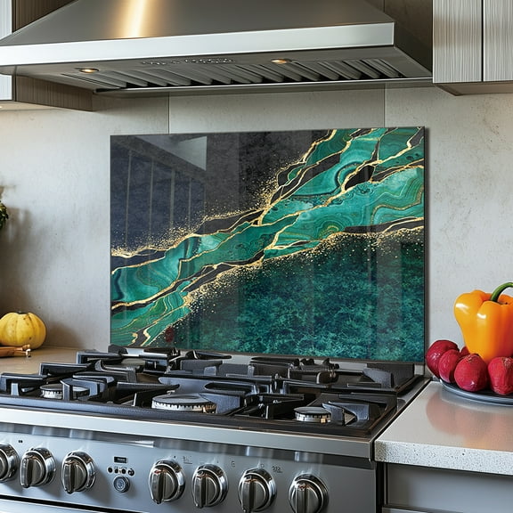 magnolia Tempered Glass Backsplash For Kitchen Behind Stove,Stove Back Top Cover,Easy to Clean Glass Splashback, Sink Cover Splash Guard,Home Kitchen Wall Decor