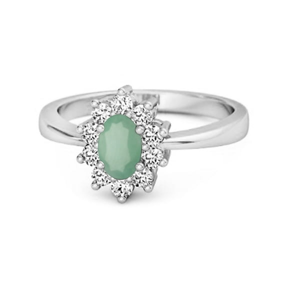 Solitaire 1.50 Cts Emerald 925 Sterling Silver Halo Accent Women Valentines Day Gifts Ring