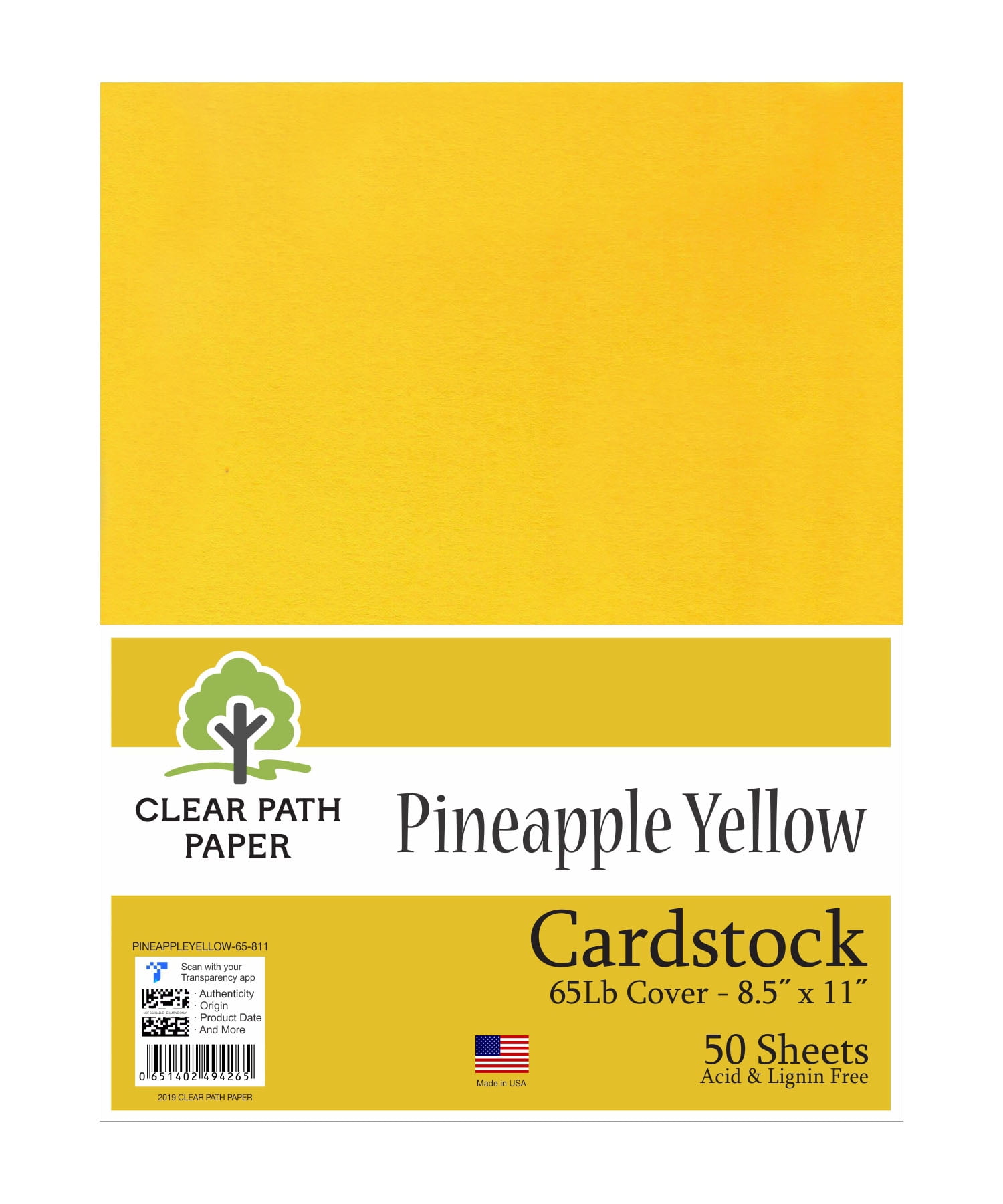 Pineapple Yellow Cardstock - 8.5 x 11 inch - 65Lb Cover - 50 Sheets - Clear  Path Paper 