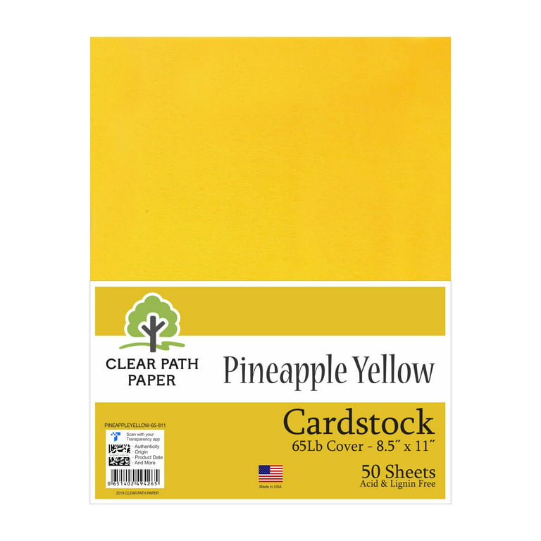 Pineapple Yellow Cardstock - 8.5 x 11 inch - 65Lb Cover - 50 Sheets - Clear  Path Paper