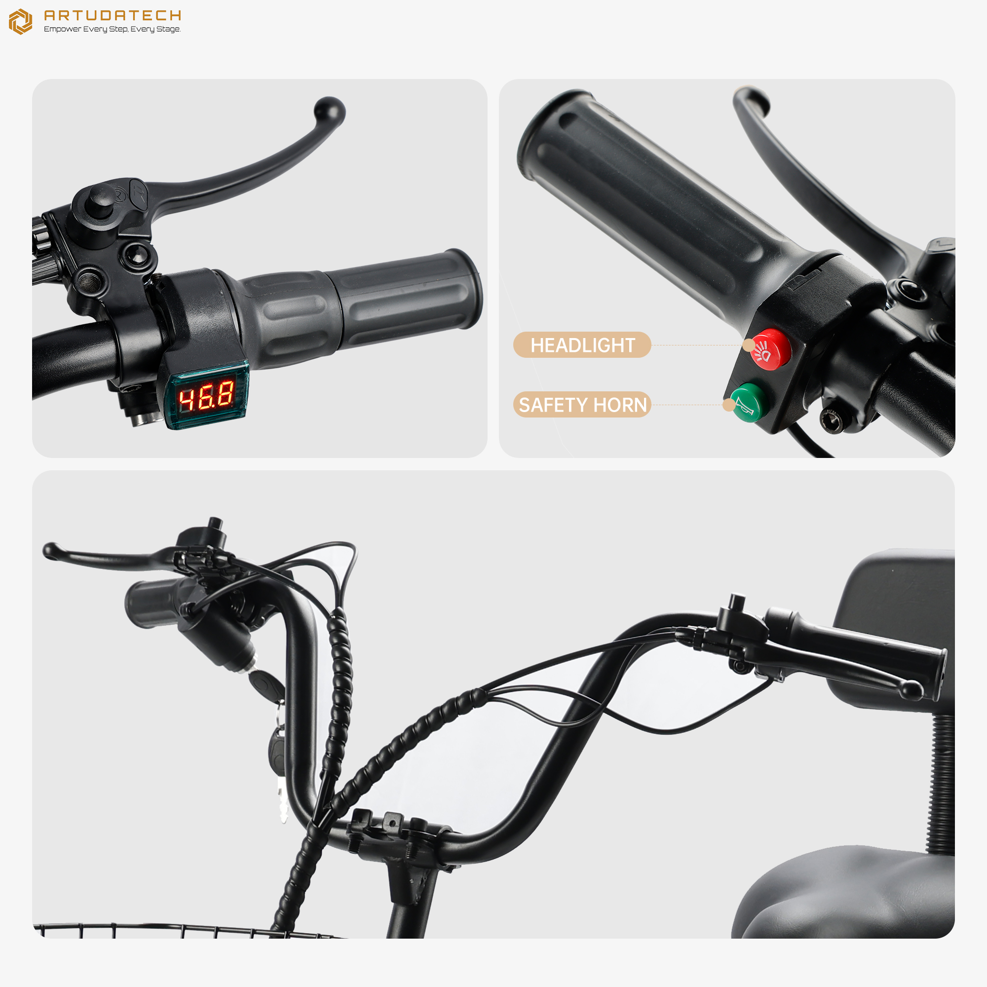 ARTUDATECH Electric Trike for Adults, 500W Motor, 3 Wheel Electric Bike with 25-mile Long Range, Dual Disc Brake, Fat Tire e trike with 48V 13Ah Battery