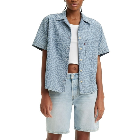 Women's Aiden Short-Sleeve Oversized Layering Shirt Harper Laser S