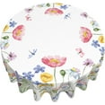 thumbnail image 2 of Spring Tablecloth Round 60 Inch Colorful Flower Table Cloth,Stain Resistance Polyester Butterfly Floral Summer Season Table Covers for Kitchen Dining,Small Tablecloth for Party Picnic, 2 of 7