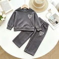 thumbnail image 5 of Gubotare Toddler Girls Clothes Sets Everyday Adorable Girls' Top & Pants Set Straight Leg Pants Print Long Sleeve Crew Neck Casual Wear 3T 4T (Dark Gray,3-4 Years), 5 of 9