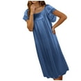thumbnail image 5 of HomeGardon Nightgowns for Women,Summer Dresses Women's Solid Color Ice Silk Home Dress Nightdress, 5 of 5
