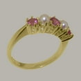thumbnail image 4 of LBG English Made 14k Yellow Gold Natural Pink Tourmaline & Cultured Pearl Ladies Eternity Ring - 33 size options - Size 11, 4 of 8