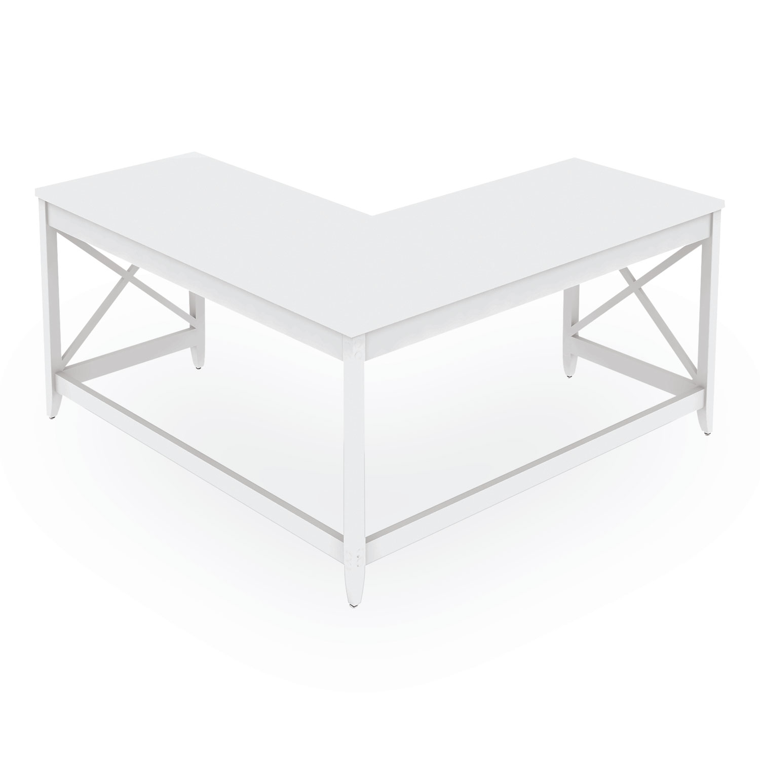 Workspace by Alera L-Shaped Farmhouse Desk, 58.27 x 58.27 x 29.53, White