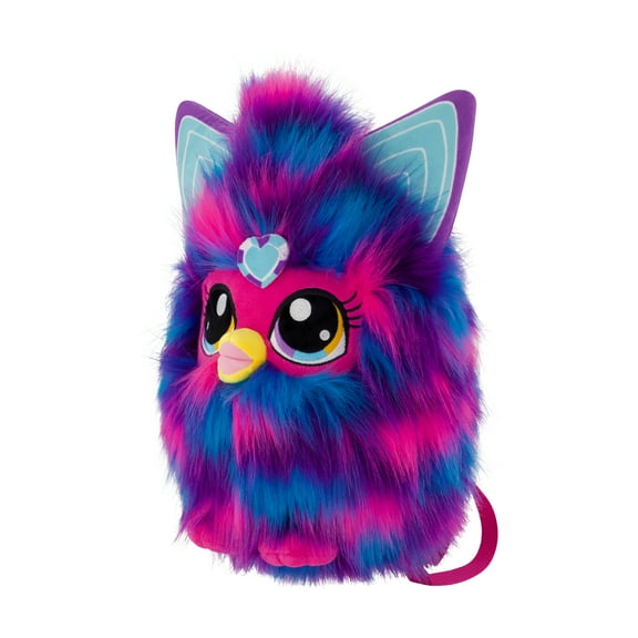 Furby Plush Backpack, Purple Mini Handbag with Adjustable Shoulder Straps, Pink