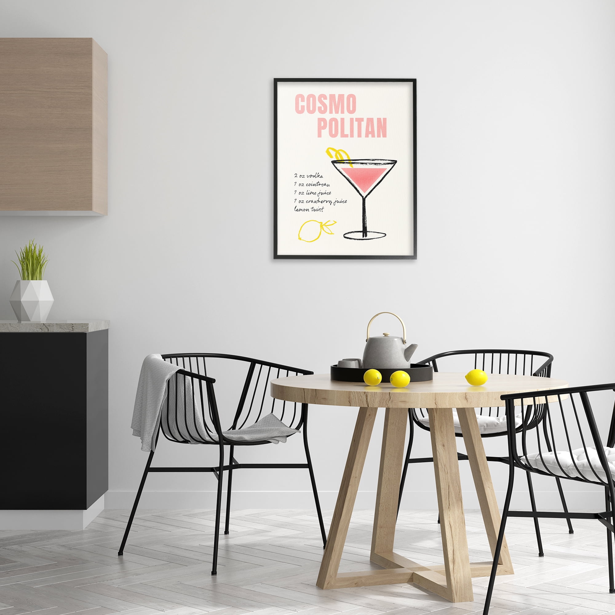 Stupell Industries Cosmopolitan Drink Recipe Food & Beverage Painting Black Framed Art Print Wall Art, 24 x 30