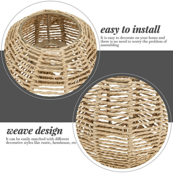 Nicehomfit Rattan Shade Lamp Light Brown Imitation Hemp Rope 2Pcs