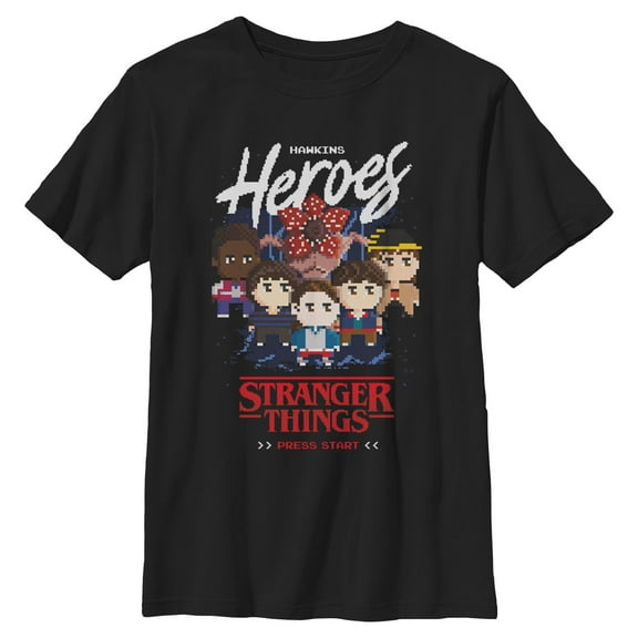 Netflix Boys' Stranger Things 8 Bits Hawkins Heroes Friend Group T Shirt