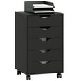 thumbnail image 1 of HOMCOM File Cabinet with 5 Drawer Wheels Storage Organizer Black, 1 of 10
