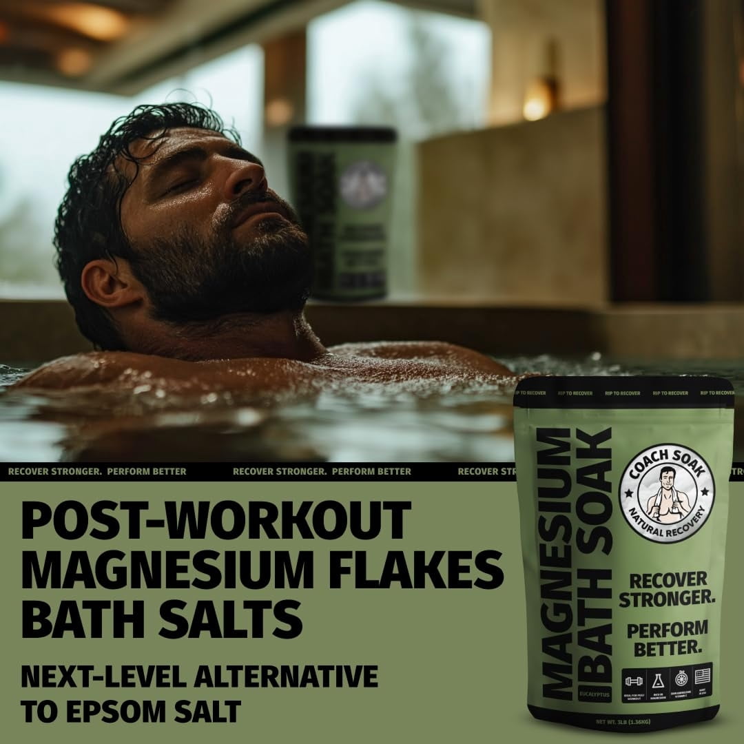Coach Soak Magnesium Bath Flakes Eucalyptus Tea Tree Muscle Recovery Soak Post Workout Spa