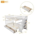 thumbnail image 4 of JINS&VICO Full Over Full Bunk Bed with Two Storage Drawers and Storage Shelves for Kids Children, Space Saving Wood Bunk Bed Full with Stairs and Safety Rails, No Box Spring Needed (White), 4 of 7