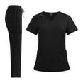 thumbnail image 1 of Conjunto de uniforme de limpieza para mujer, ropa de trabajo de enfermería con cuello en V para tienda de mascotas, salón de, 1 of 8