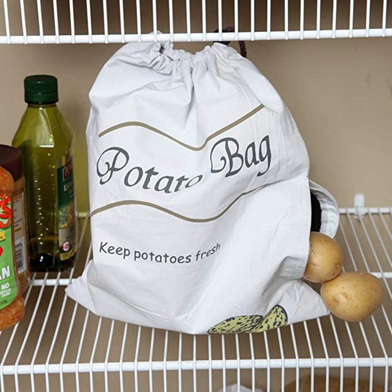 Potato Storage Bags for Pantry - Organic Cotton Potato Sacks - Washable  Potato Keeper & Potato Holder with Drawstring - Root Vegetable Storage  Sacks