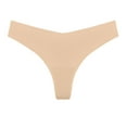 thumbnail image 3 of Elainilye Fashion Seamless Underwear for Women Sexy Traceless Ice Silk V-waist Thong Underpants No Show Panties Briefs,Brown, 3 of 3