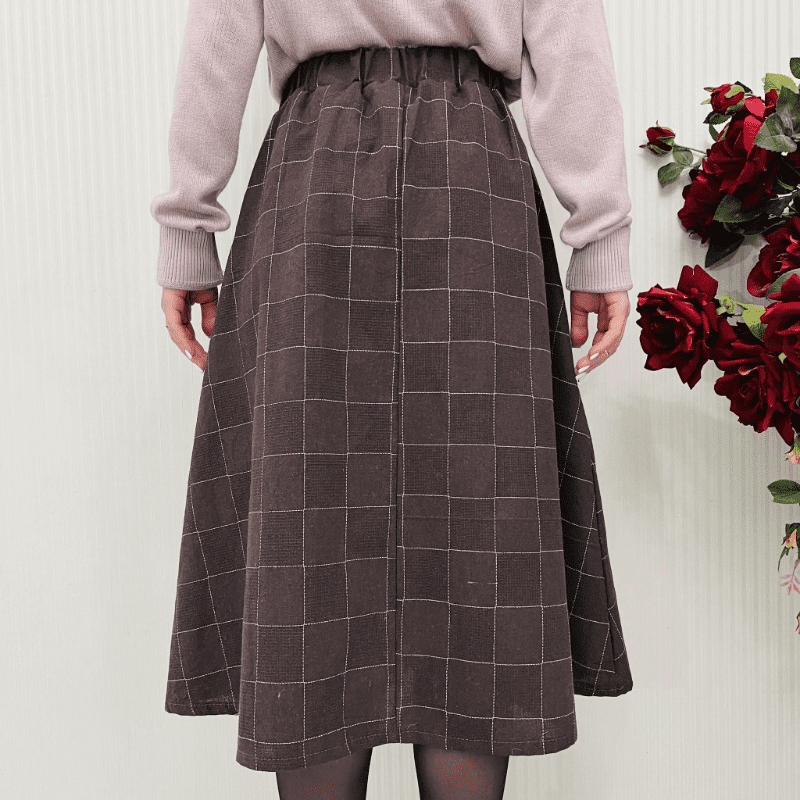 AnQingLueLv Plaid Long Skirt Women Vintage Japanese Fashion AnQingLueLv Plaid Long Skirt Women Vintage Japanese Fashion
