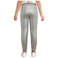 thumbnail image 2 of MSemis Girls Jazz Dance Leggings Metallic Ribbed Elastic Waistband Solid Color Toursers for Hip-hop Performance Silver 100, 2 of 7
