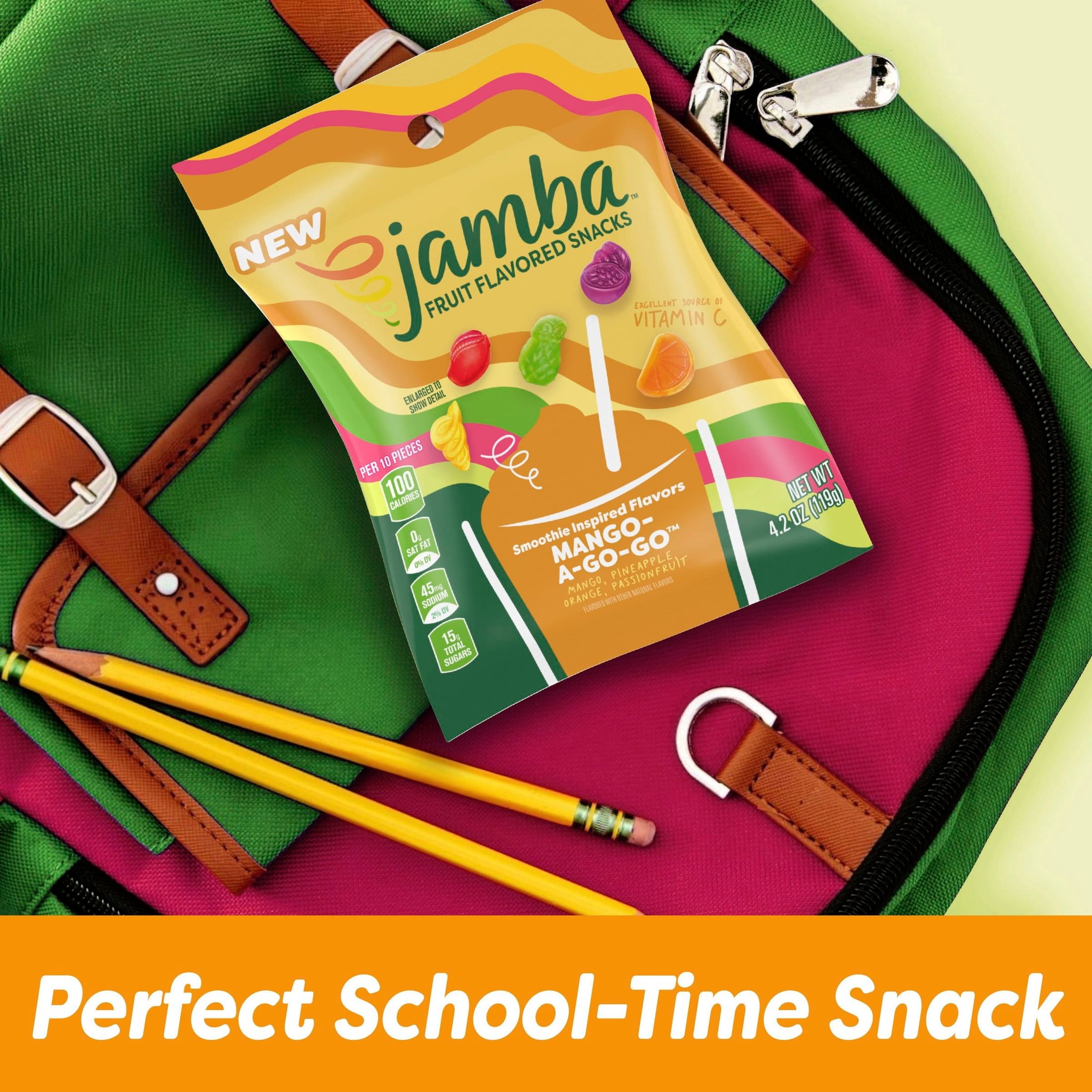 Jamba Fruit Flavored Snacks, Mango-A-Go-Go, Gluten Free Snack, 16.8 oz (14 Pouches)