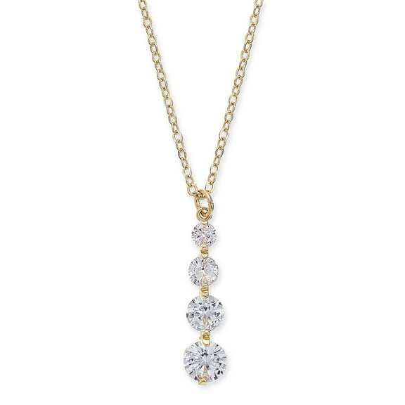 INC International Concepts Gold-Tone Crystal Graduated Pendant Necklace, 17″ 3″ Extender