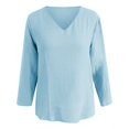 thumbnail image 4 of Cqxid525 Clearance Items Women's Long Sleeve T-shirt Womens Oversized T Shirts 3/4 Sleeve V Neck Loose Fit Casual Summer Tops Tee SSolid Color Blouse Outfits Clothes Summer Tops Loose Fit, 4 of 6
