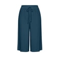 thumbnail image 4 of Cekizud Plus Size Capri Pants for Women High Waist Drawstring Loose Fit Summer Trousers for Beach Vacation,Sizes S-5XL, 4 of 7