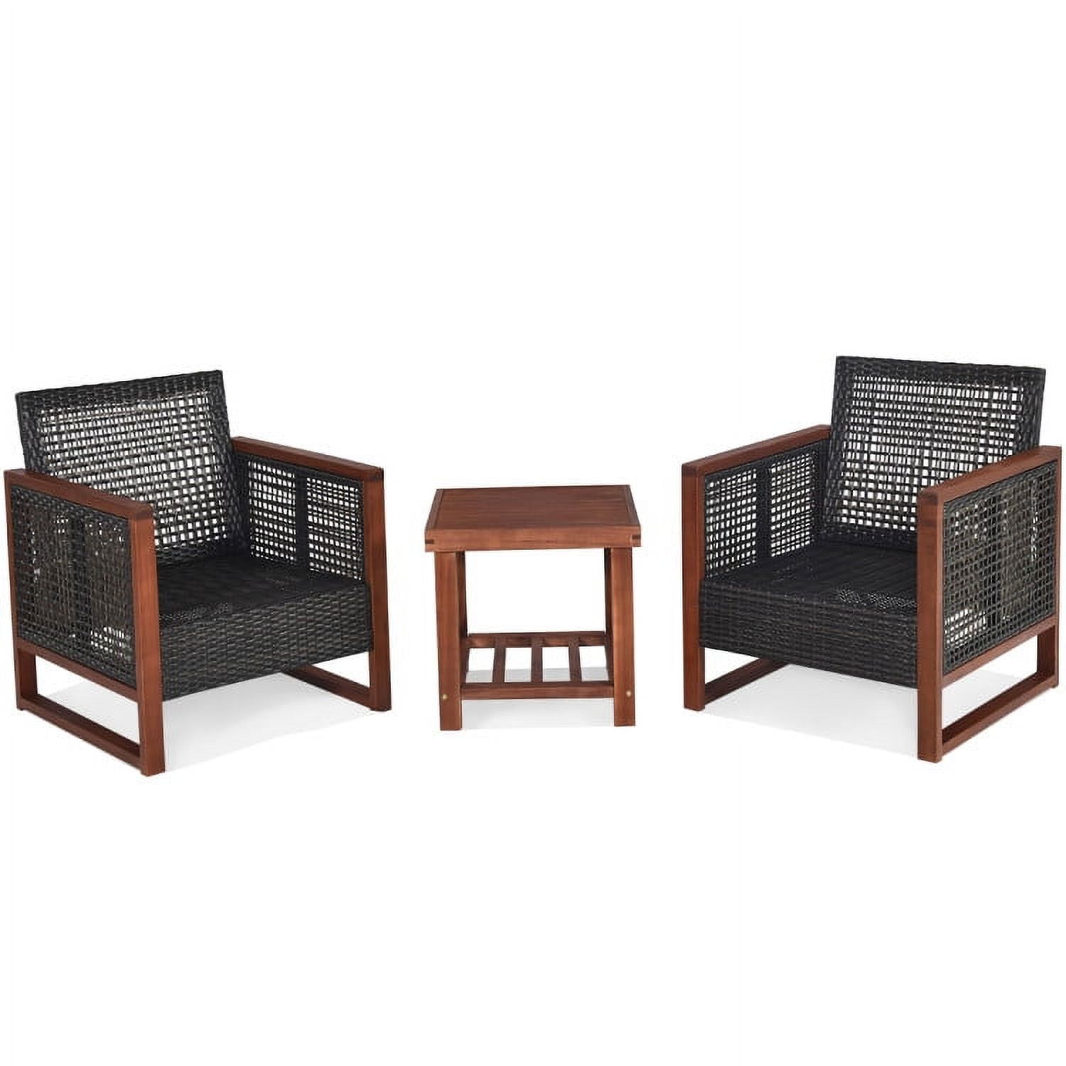 Aimee Lii 3 Pieces Patio Rattan Furniture Set with Washable Cushion and Acacia Wood Tabletop, Small Patio Set, Navy Aimee Lii 3 Pieces Patio Rattan Furniture Set with Washable Cushion and Acacia Wood Tabletop, Small Patio Set, Navy