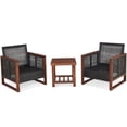 thumbnail image 5 of GVN Patio Furniture 3 Pieces Conversation Sets Outdoor Wicker Rattan Chairs Garden Backyard Balcony Porch Poolside loveseat with Washable Cushion and Acacia Wood Coffee Table-Navy, 5 of 9