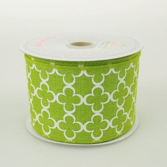 Quatrefoil Spade Canvas Ribbon, 2-1/2-Inch, 10 Yards, Apple Green