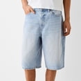 thumbnail image 6 of Baggy Jean Shorts for Men Casual Loose Fit Hip Hop Skateboard Denim Shorts, 6 of 6