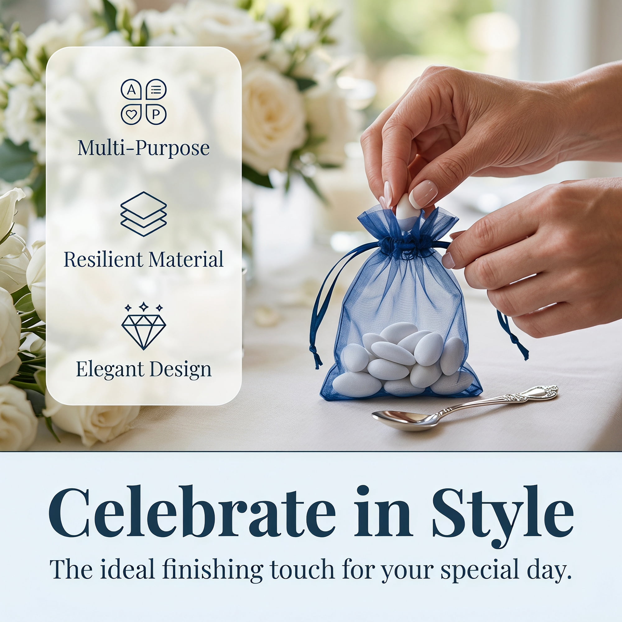 Unique Bargains Multi-Purpose Gift Bags with Handles for Events Dark Navy 3.9" x 5.9"