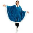 thumbnail image 2 of PAVILIA Sherpa Fleece Wearable Blanket for Adult Women, Cozy Plush Blanket Poncho Cape with Hood, Super Soft Shawl, Angel Wrap Throw for Office, Turquoise Sea Blue, 2 of 9