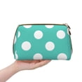 thumbnail image 4 of Easygdp Teal Turquoise And White Polka Dot Leather Makeup Bag Zipper Pouch Travel Cosmetic Organizer for Women and Girls, Make up Bag with Zipper, 4 of 8